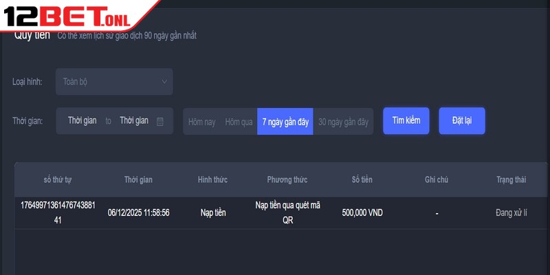 Rút tiền 12BET được thực hiện nhanh chóng, an toàn tuyệt đối